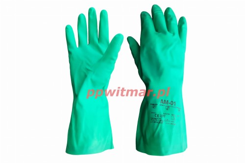 Rękawice robocze Anmal AM01 nitrylowe kwaso i olejo odporne