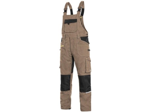 Spodnie robocze ogrodniczki  męskie CXS Stretch beżowo-czarne