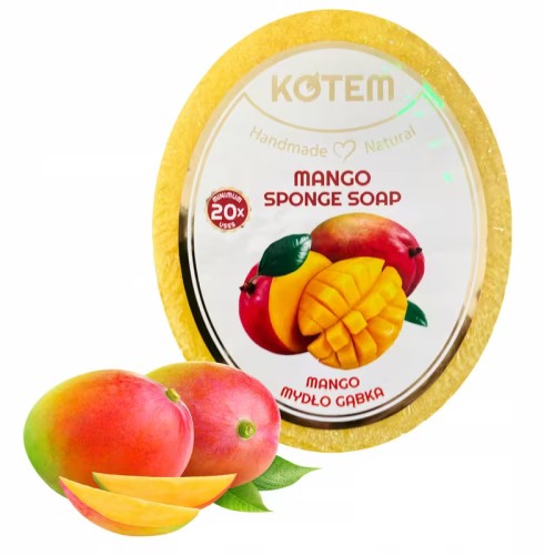 Nawilżające mydło w gąbce Kotem mango